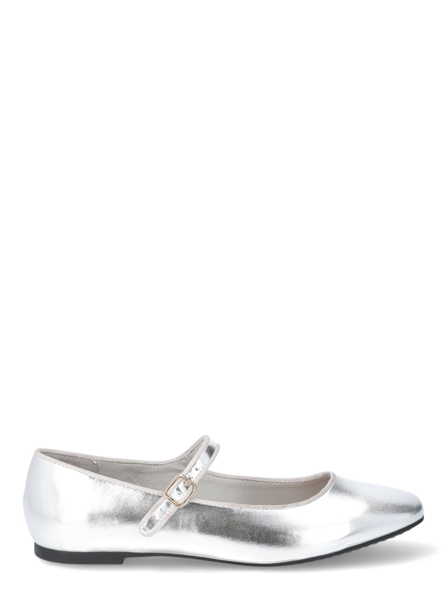 Time and Tru Women's Faux Leather Mary Jane Flats, Wide Width Available