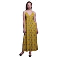 thumbnail image 1 of Bimba Robe Longue Maxi d'Été à Imprimé Damassé pour Femme à Col en V, Tenue de Villégiature de Vacances - Grand, 1 of 6
