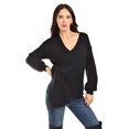 thumbnail image 1 of Blusa de punto diseño cruzado Roman Fashion /Juvenil, 6688 (Negro) negro G, 1 of 6