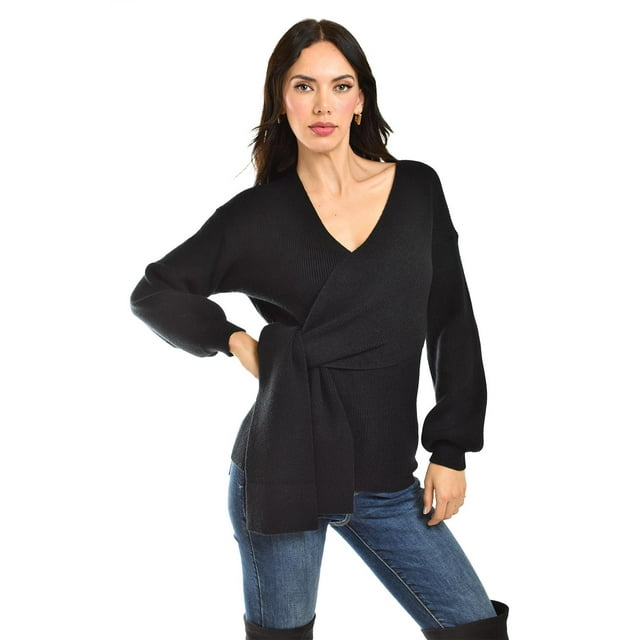 Blusa de punto diseño cruzado Roman Fashion /Juvenil, 6688 (Negro) negro G