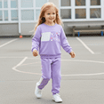 thumbnail image 3 of PatPat Girls Clothes Toddler Sweatshirts 2 Piece Top & Pants Kids Long Sleeve Fall Pullover and Joggers School Outfits Sets, Purple, 4-5 Years, 3 of 13