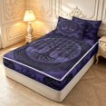 thumbnail image 2 of Homewish Retro Tree Of Life Zipper Twin Comforter Sets with Fitted Sheet and 2 Pillowcases,Bohemian Damask Zipper Bedding Set,Black Purple,Black Reversible,4pcs, 2 of 8