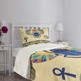 thumbnail image 3 of Ambesonne Egyptian Quilted Bedspread Set 2 Pcs, Scarab Eye Motif, Twin Size, Multicolor, 3 of 5