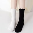 thumbnail image 5 of Womens Ruffle Socks Fashion Breathable Solid Color Turn-Cuff Cute Girls Ankle Socks 3 Pairs, 5 of 7