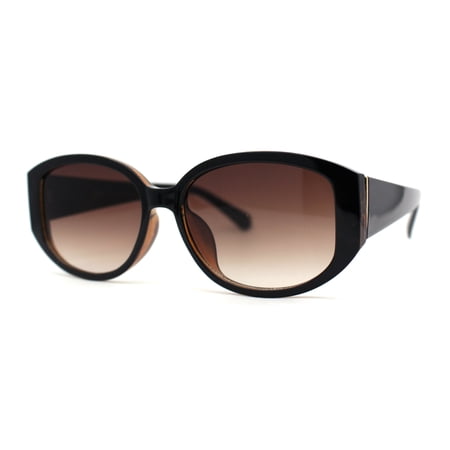 Womens Elegant Chic Oversize Oval Designer Fashion Plastic Sunglasses Black Brown