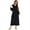 Black, variant on Womens Flannel Robe Pajama,Fleece Zip Up Front Robe Hooded Bathrobe Long Sleeve Solid Color Loungewear Dress Housecoat Nightwear Pajamas
