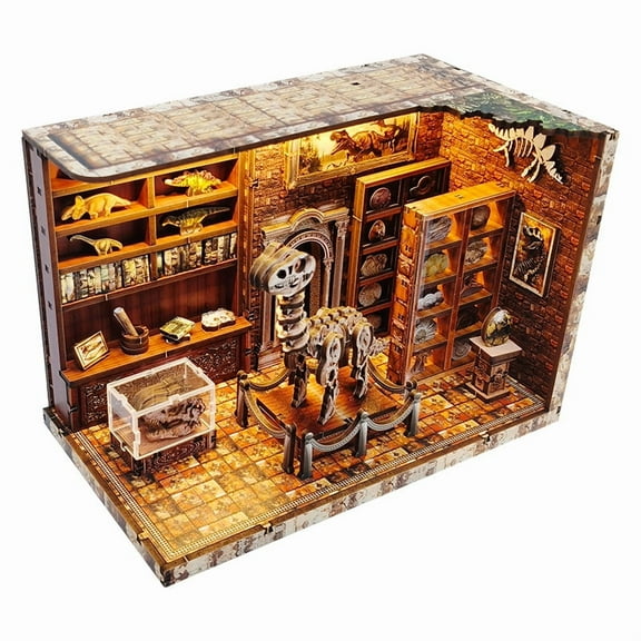 Book Nook Kit, DIY Miniature Dollhouse Booknook Kit for Adults and Teens, 3D Wooden Puzzle Bookshelf Crafts Kits with LED Light for Family and Friends