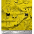 thumbnail image 1 of Soimoi Yellow Poly Georgette Fabric Unicorn & Bunny Cartoon Fabric Prints By Yard 52 Inch Wide, 1 of 3