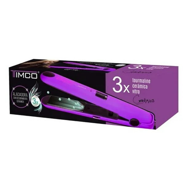 Plancha De Cabello Timco® 3x Cerámica Iones Control Frizz Morado