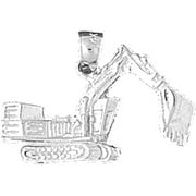 14K White Gold Bulldozer Pendant - 17 mm