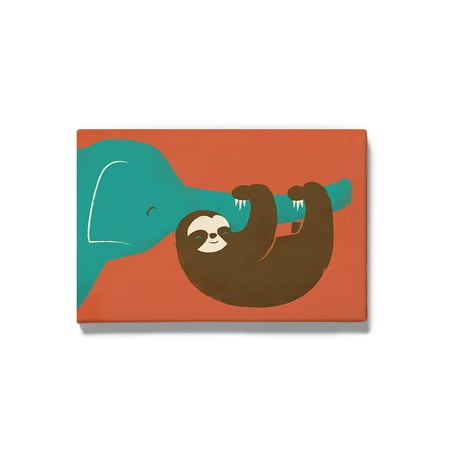 Image Conscious Sloth With An Elephant Wrapped Canvas -Jay Fleck Designs, Wall Art 20 x 30 in