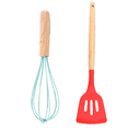 thumbnail image 1 of Juego de utensilios de cocina de silicona, juego de utensilios de cocina resistentes al calor con mangos de madera de 2 piezas, juego de herramientas de cocina, 1 of 5