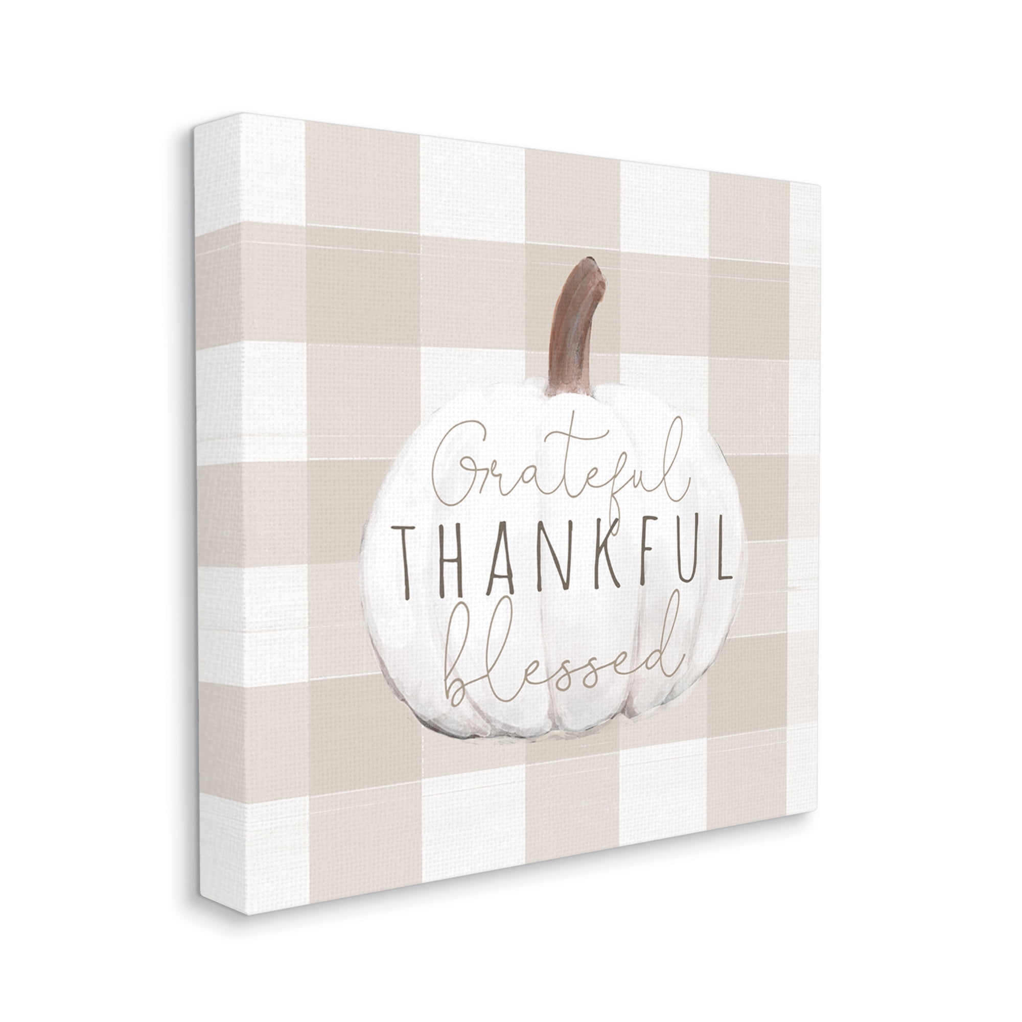 Stupell Industries Grateful Thankful Pumpkin Holiday Painting Gallery Wrapped Canvas Print Wall Art, 30 x 30