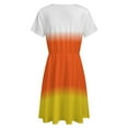 thumbnail image 5 of CANDY CORN Colors Ombre Short Sleeve Dress Women Summer Evening Dresses Ladies Sundress, 5 of 7