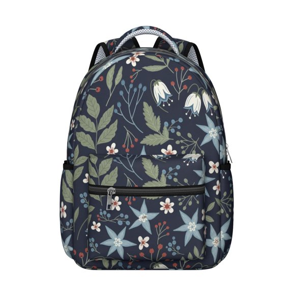 Pioneer Flower Floral Print Pattern Backpack for School, Cute School Bag with Adjustable Shoulder Straps and Padded Back, 15.3"x11"x7.1"