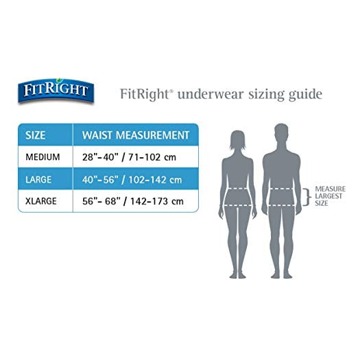 FitRight Extra Underwear Moderate Adult Diapers Briefs 20Ct Size M Waist  28-40