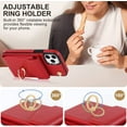 thumbnail image 5 of Phone Case for iPhone 11 Pro 5.8 Wallet Cover with Tempered Glass Screen Protector and RFID Blocking Ring Stand Card Holder Cell Accessories iPhone11pro iPhone11 i XI 11s 11pro Women Men Red, 5 of 11