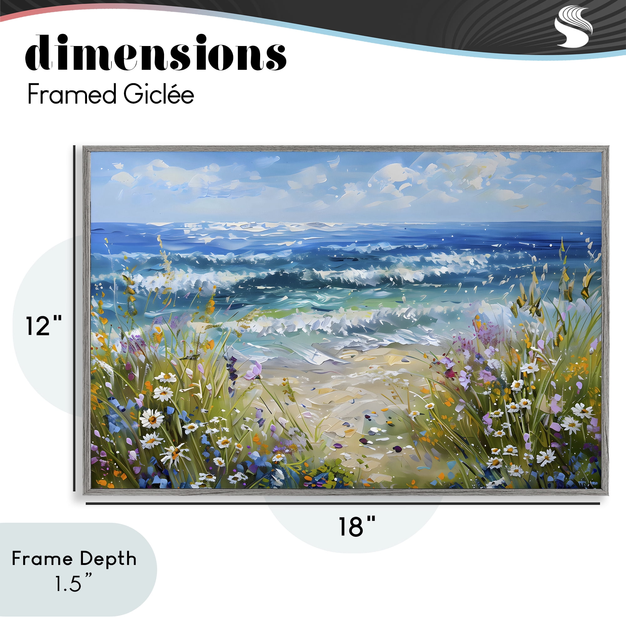 Stupell Industries Floral Beach Meadow by Ocean Gray Framed Giclee Art, design by Creative Studio