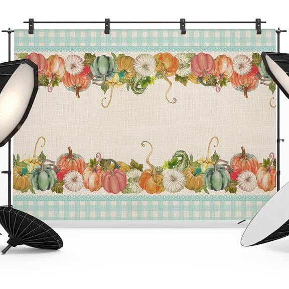 Fall Photo Backdrop 8x10 ft Harvest Pumpkin Maple Leaf Photography Backdrops Curtains Wall Covering Buffalo Plaid Thanksgiving Photo Booth Drapes for Backdrop Wedding Party Birthday Background