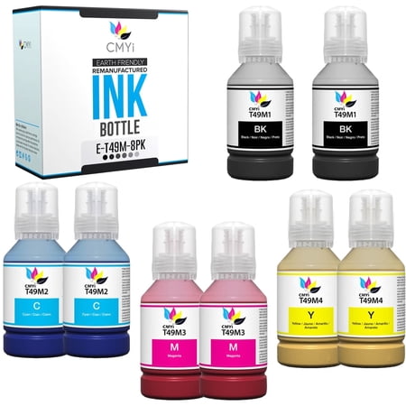 CMYi T49M Combo Pack of 8 Ink Bottles Compatible for Epson T49M SureColor Printers (2 Black, 2 Cyan, 2 Magenta, 2 Yellow)