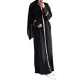 thumbnail image 2 of Robes Grande Taille Couleur Unie Manches Longues Bouffantes Col Rond Maxi Robe Maxi Musulmane Décontractée Noire TTG, 2 of 5