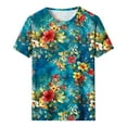 thumbnail image 4 of Chemises pour Femmes Mode Chandail Décontracté Imprimé Manches Courtes Col Rond Multicolore H TTTTG, 4 of 4