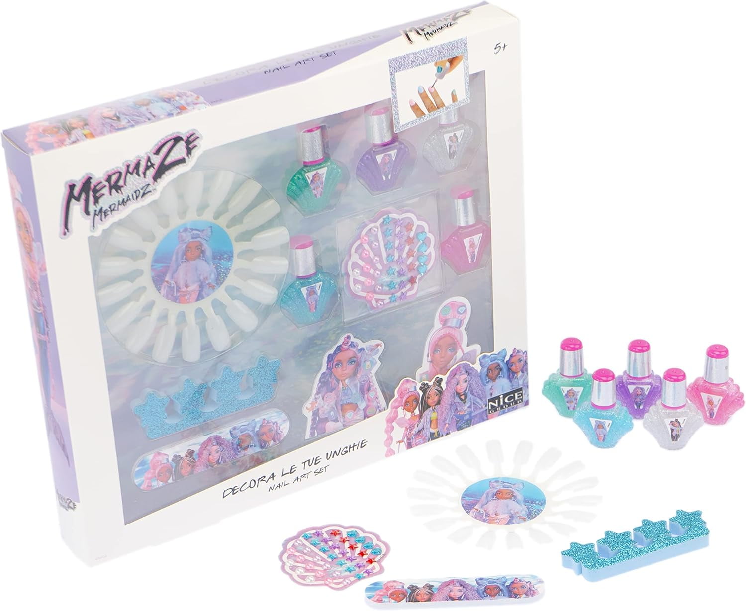 No Author Nice Group - Mermaze Nail Art Set - Kit di Smalti per Unghie con gemme e stickers ade