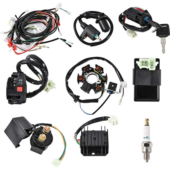 Trkimal Complete Wiring Harness kit Electrics Wire Loom Assembly with Full Copper Wire Stator CDI regulator ignition switch, ATV switch For 4-Stroke GY6 125cc 150cc Pit Bike Scooter ATV Quad Go Kart