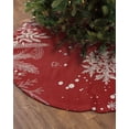 thumbnail image 2 of Christmas Snowflake Christmas Tree Skirt 48 Inches Large Christmas Skirt Tree, Red Winter Snowflake Botanical Tree Skirt Christmas Decorations for Fireplace Party Holidays Indoor Outdoor, 2 of 7