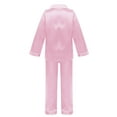 thumbnail image 2 of iEFiEL Unisex Kids Boys Girls Silk Pajamas Outfit Long Sleeve Tops with Pants Set Sleepwear Pink 170, 2 of 5