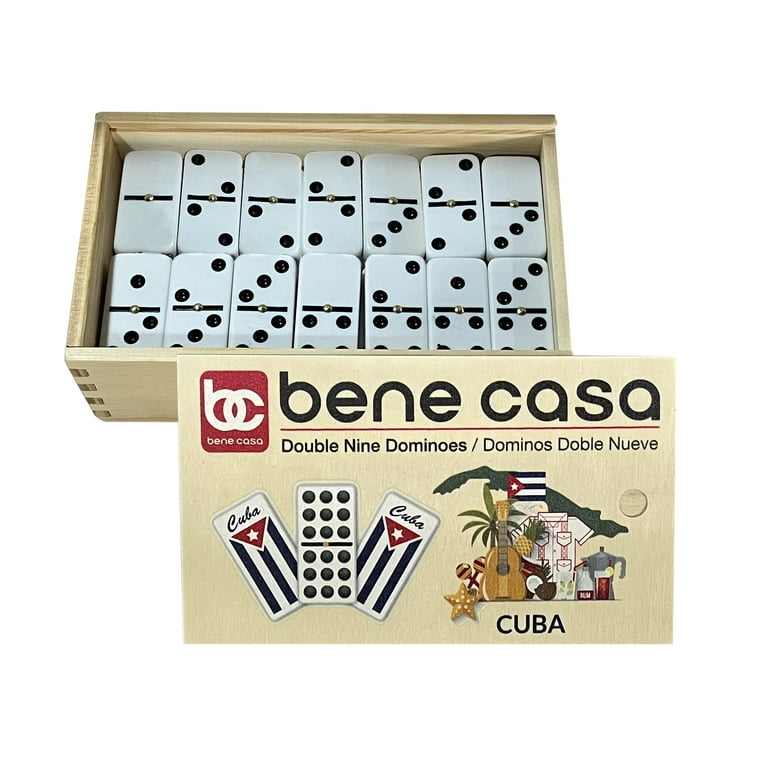 Bene Casa 55-Tile Handcrafted Cuban Double 9 Domino Set with