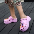 thumbnail image 5 of Platform Clogs for women, Womens Platform Clogs Shoes Gardener Shoes Slippers 2 inch Hight Heels Mules Comfortable Breathable Lightweight Slip on Wedge Sandals Slides with Charms Pink 35, 5 of 7