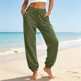 thumbnail image 3 of Resicozy Womens Joggers with Pockets Drawstring Elastic Waist Athletic Lounge Pants Casual Fashion Solid Color Trousers Army Green M, 3 of 5