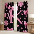 thumbnail image 2 of Erosebridal Cartoon Bow Tie Printed Black Out Curtains,Ribbon Bowknot Pink Monogrammed K Curtains Pack of 2 (42x63 Each) For Girls Kids, 2 of 7