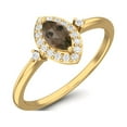 thumbnail image 2 of 5X3mm Marquise Smoky Quartz 925 Sterling Silver Gold Vermeil Solitaire Accents Women Valentines Day Gifts Ring, 2 of 3