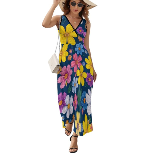 Vestido De Noche De Lujo Sin Mangas Para Mujer, Floral Vestido De Fiesta