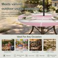 thumbnail image 6 of Round Outdoor Tablecloth with Umbrella Hole and Zipper, Wood Grain Pink Tablecloth with Elastic Waterproof, Modern Geometric Watercolor Striped Patio Table Covers for 45" - 54" Picnic Pool Tables, 6 of 9