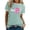 Mint Green, variant on Short Sleeve T Shirts For Women Smiling Face Print Fashion Tee Blouse Casual Tunic Tops