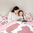 thumbnail image 5 of Homewish Abstract Cow Pattern Full Size Comforter Sets,Vintage Camouflage Bedding Comforter Set,Pink White Bedding Sets For Girls Teens,Microfiber Bedroom Decor Reversible,3 Pieces, 5 of 8