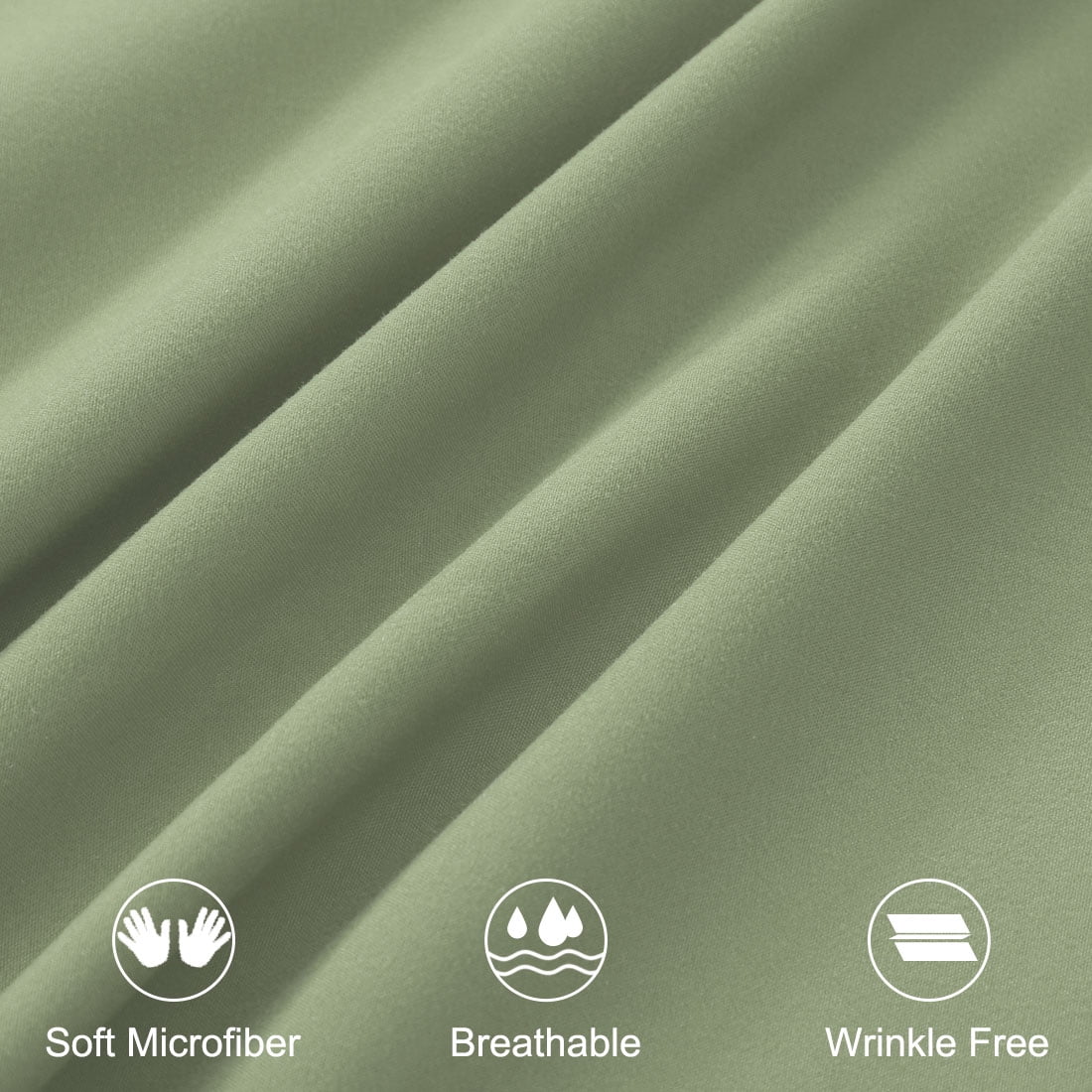 Unique Bargains 2-Pack Solid Microfiber Pillowcases, King, Sage