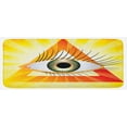 thumbnail image 1 of Eye Kitchen Mat, Powerful Sight of All Seeing Eye Displayed in a Triangle with Yellow Sun Rays, Plush Decorative Kitchen Mat with Non Slip Backing, 47" X 19", Yellow Orange Green, by Ambesonne, 1 of 1