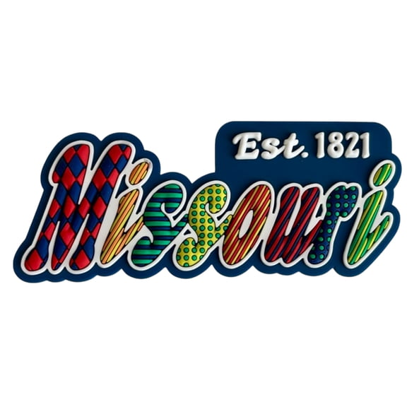 Missouri Festive Multicolor Letters Fridge Designer Magnet 3.25" x 1.25"
