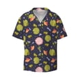 thumbnail image 2 of Lsque Frog And Flowers print Men's Cuban Collar Short Sleeve Shirt Summer Beachwear Casual Button Down Fashionable Vacation Leisure Shirt-Small, 2 of 7