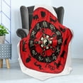 thumbnail image 4 of Zodiac Soft Flannel Fleece Throw Blanket, Chinese Horoscope Wheel with Yin Yang Center Print, Cozy Plush for Indoor and Outdoor Use, 50" x 60", Vermilion Grey, by Ambesonne, 4 of 5