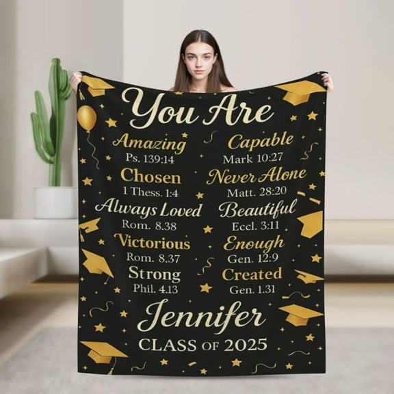 2025 Graduation Gifts for Him Her, Cutom Name Graduation Blankets, Inspirational Christian Graduation Gifts, Class of 2025 Gifts Bulk, Gifts for High School Senior College Student 50x40