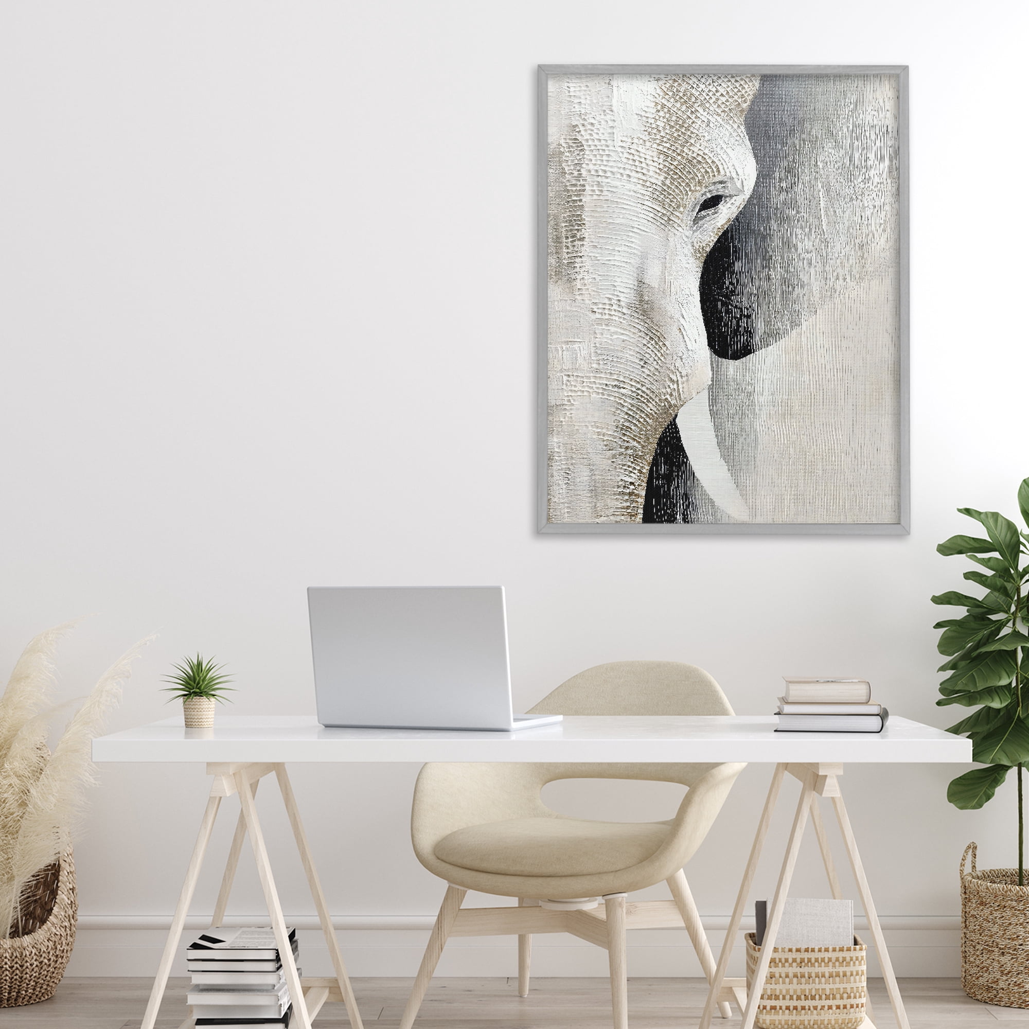 Stupell Industries Faux Textured Elephant Gray Framed Giclee Art, design by LSR Design Studio