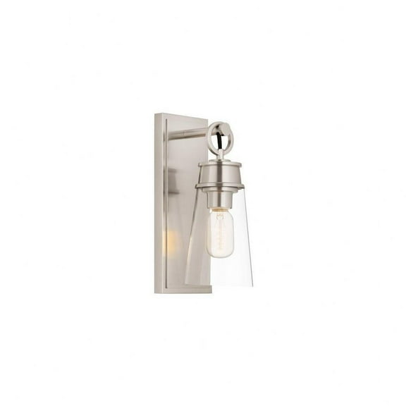 1 Light Restoration Steel Wall Sconce with Clear Glass-12 inches H By 4.5 inches W-Brushed Nickel Finish Bailey Street Home 372-Bel-4652440