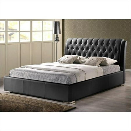 Baxton Studio Bianca Queen Platform Bed with Tufted Headboard in Black
