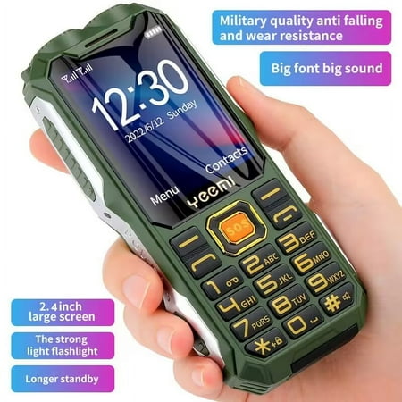 YEEMI Q8 GSM 2G Rugged Phone Big Battery Dual Flashlight 2.4inches HD Screen Dual SIM Mobile Phone Large Button Cellphone