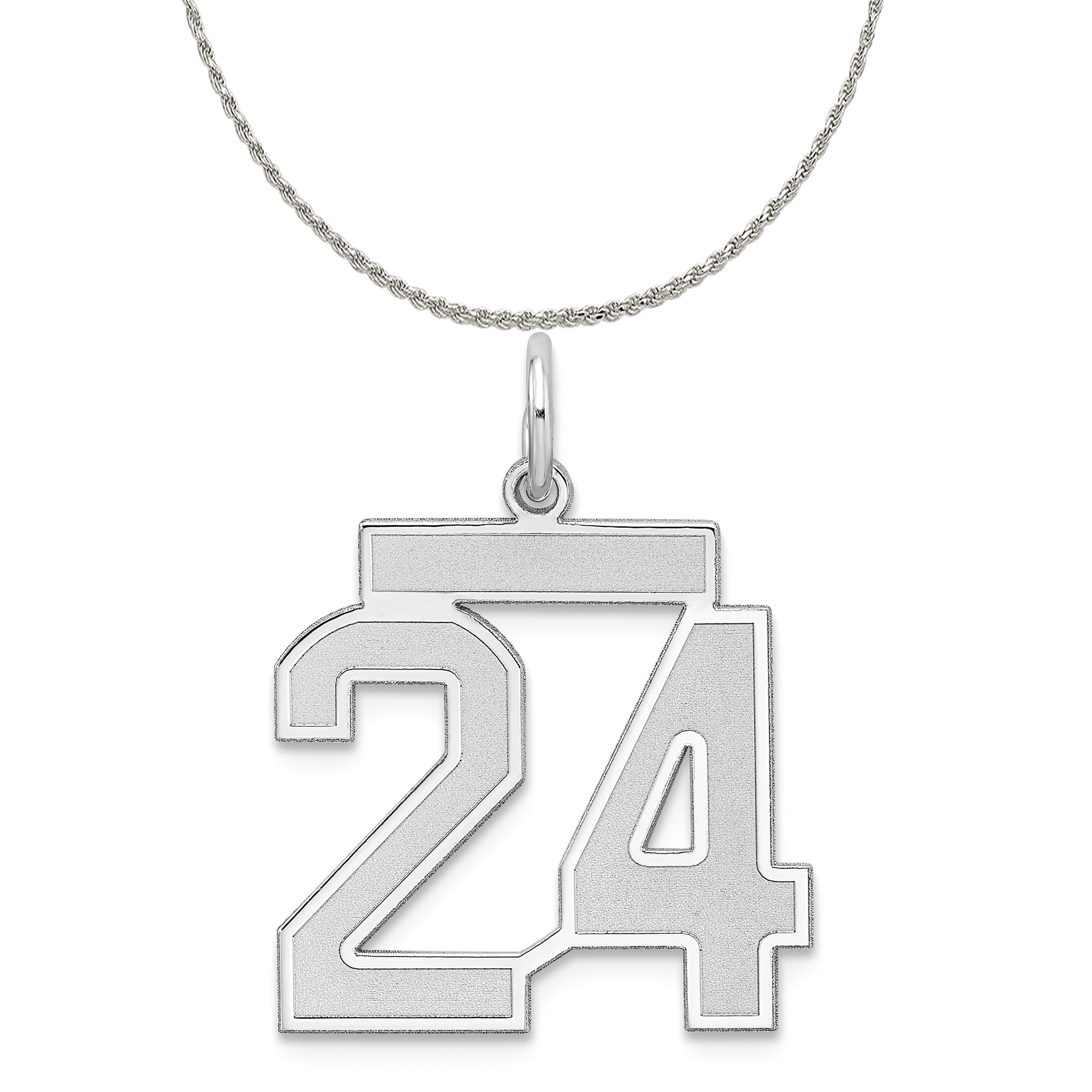 Sterling Silver Medium Satin Number 78 Charm Pendant